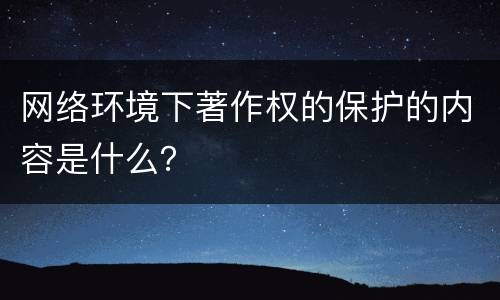 网络环境下著作权的保护的内容是什么？