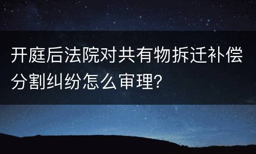 开庭后法院对共有物拆迁补偿分割纠纷怎么审理？