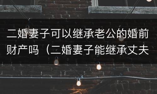 二婚妻子可以继承老公的婚前财产吗（二婚妻子能继承丈夫的婚前房产吗）