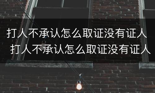 打人不承认怎么取证没有证人 打人不承认怎么取证没有证人名字