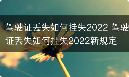 驾驶证丢失如何挂失2022 驾驶证丢失如何挂失2022新规定