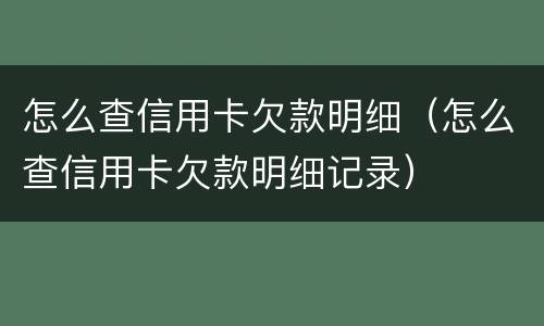怎么查信用卡欠款明细（怎么查信用卡欠款明细记录）