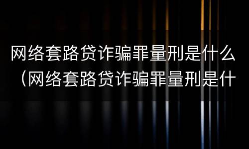 网络套路贷诈骗罪量刑是什么（网络套路贷诈骗罪量刑是什么标准）