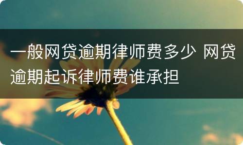 一般网贷逾期律师费多少 网贷逾期起诉律师费谁承担