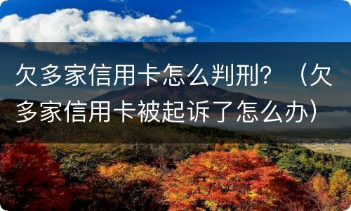 欠多家信用卡怎么判刑？（欠多家信用卡被起诉了怎么办）