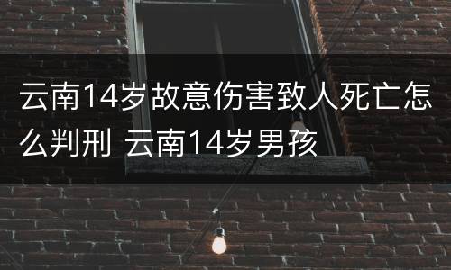 云南14岁故意伤害致人死亡怎么判刑 云南14岁男孩