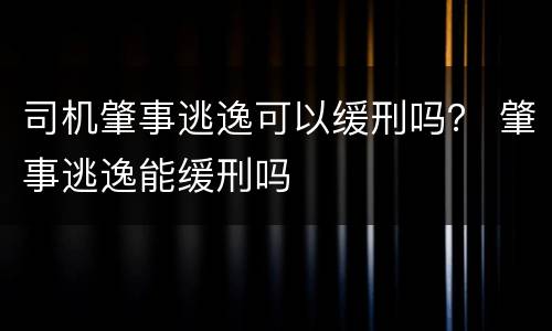 司机肇事逃逸可以缓刑吗？ 肇事逃逸能缓刑吗