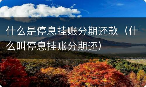 什么是停息挂账分期还款（什么叫停息挂账分期还）