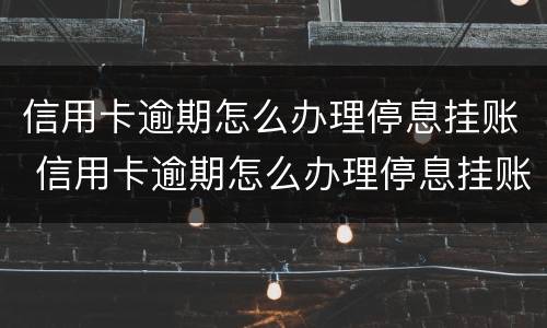 信用卡逾期怎么办理停息挂账 信用卡逾期怎么办理停息挂账正规公司