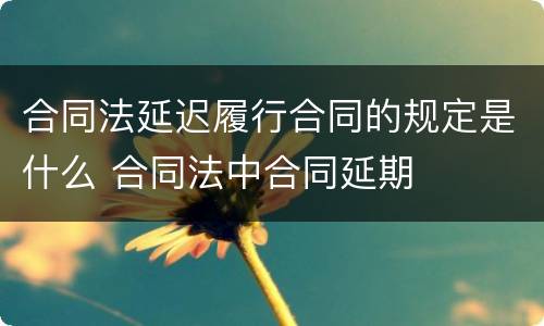 合同法延迟履行合同的规定是什么 合同法中合同延期
