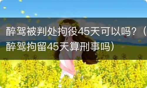 醉驾被判处拘役45天可以吗?（醉驾拘留45天算刑事吗）