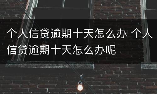 个人信贷逾期十天怎么办 个人信贷逾期十天怎么办呢