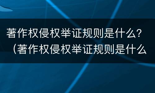 著作权侵权举证规则是什么？（著作权侵权举证规则是什么规定）