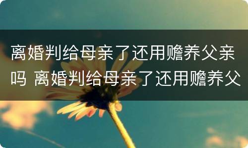 离婚判给母亲了还用赡养父亲吗 离婚判给母亲了还用赡养父亲吗知乎