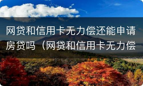 网贷和信用卡无力偿还能申请房贷吗（网贷和信用卡无力偿还能申请房贷吗怎么办）