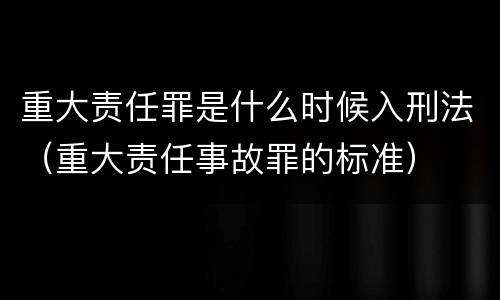 重大责任罪是什么时候入刑法（重大责任事故罪的标准）