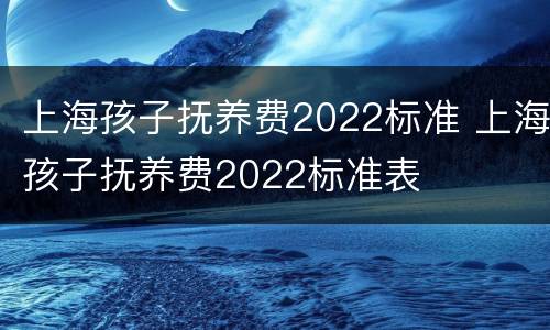 上海孩子抚养费2022标准 上海孩子抚养费2022标准表