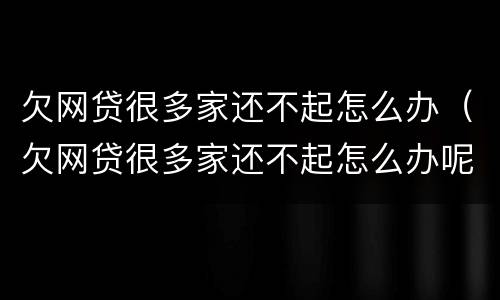 欠网贷很多家还不起怎么办（欠网贷很多家还不起怎么办呢）