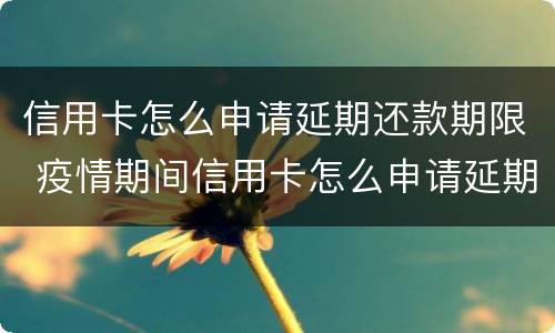 信用卡怎么申请延期还款期限 疫情期间信用卡怎么申请延期还款期限