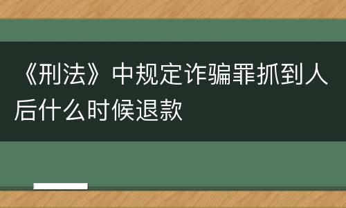 《刑法》中规定诈骗罪抓到人后什么时候退款