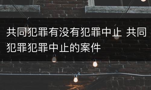 共同犯罪有没有犯罪中止 共同犯罪犯罪中止的案件