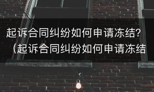 起诉合同纠纷如何申请冻结？（起诉合同纠纷如何申请冻结账户）