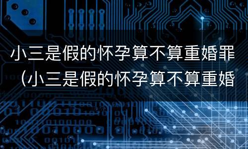 小三是假的怀孕算不算重婚罪（小三是假的怀孕算不算重婚罪呀）