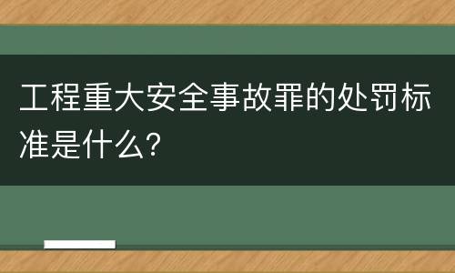 工程重大安全事故罪的处罚标准是什么？