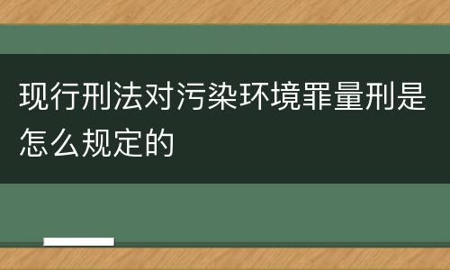 现行刑法对污染环境罪量刑是怎么规定的