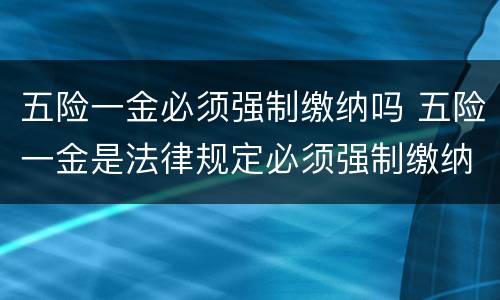 五险一金必须强制缴纳吗 五险一金是法律规定必须强制缴纳的吗