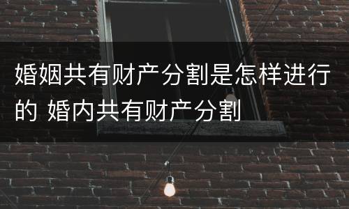 婚姻共有财产分割是怎样进行的 婚内共有财产分割