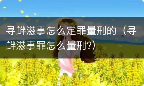 寻衅滋事怎么定罪量刑的（寻衅滋事罪怎么量刑?）