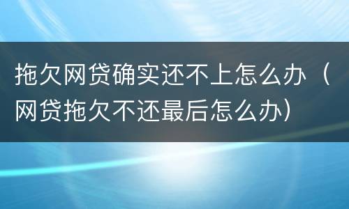 拖欠网贷确实还不上怎么办（网贷拖欠不还最后怎么办）