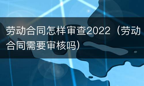 劳动合同怎样审查2022（劳动合同需要审核吗）