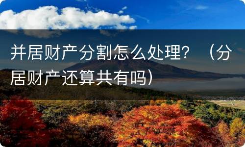 并居财产分割怎么处理？（分居财产还算共有吗）