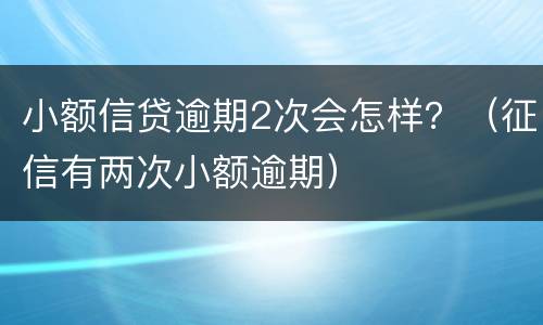 小额信贷逾期2次会怎样？（征信有两次小额逾期）