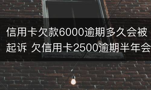 信用卡欠款6000逾期多久会被起诉 欠信用卡2500逾期半年会被起诉吗