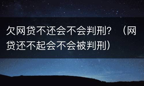 欠网贷不还会不会判刑？（网贷还不起会不会被判刑）