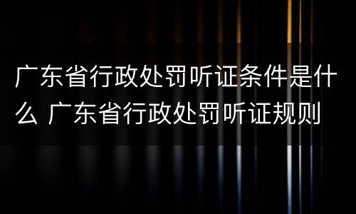 广东省行政处罚听证条件是什么 广东省行政处罚听证规则