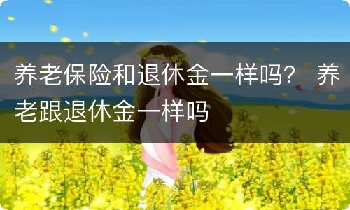 养老保险和退休金一样吗？ 养老跟退休金一样吗