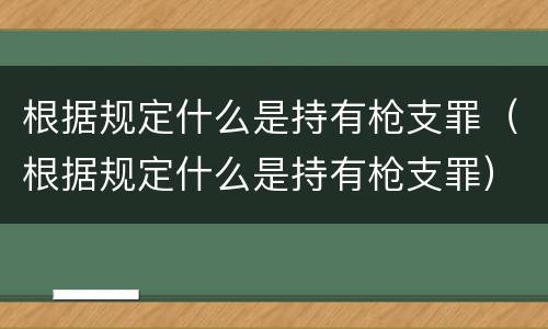 根据规定什么是持有枪支罪（根据规定什么是持有枪支罪）