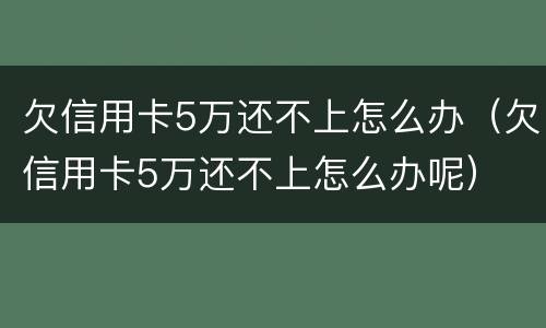 欠信用卡5万还不上怎么办（欠信用卡5万还不上怎么办呢）