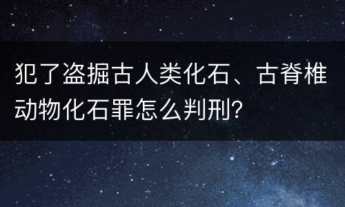 犯了盗掘古人类化石、古脊椎动物化石罪怎么判刑？