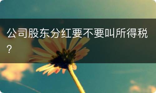 公司股东分红要不要叫所得税?