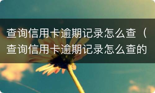 查询信用卡逾期记录怎么查（查询信用卡逾期记录怎么查的）