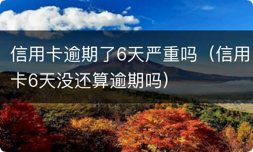 信用卡逾期了6天严重吗（信用卡6天没还算逾期吗）