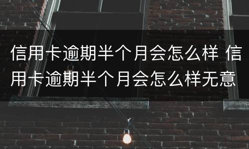 信用卡逾期半个月会怎么样 信用卡逾期半个月会怎么样无意
