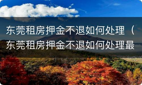 东莞租房押金不退如何处理（东莞租房押金不退如何处理最新消息）