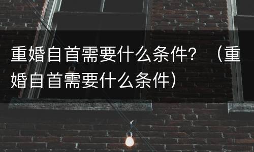 重婚自首需要什么条件？（重婚自首需要什么条件）