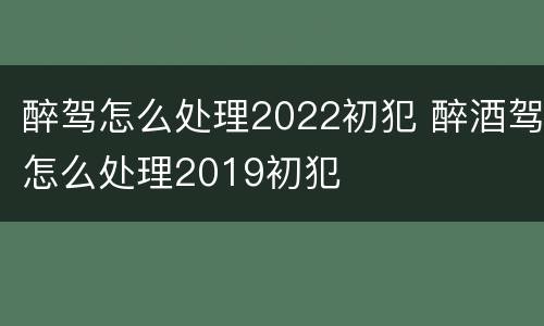 醉驾怎么处理2022初犯 醉酒驾怎么处理2019初犯